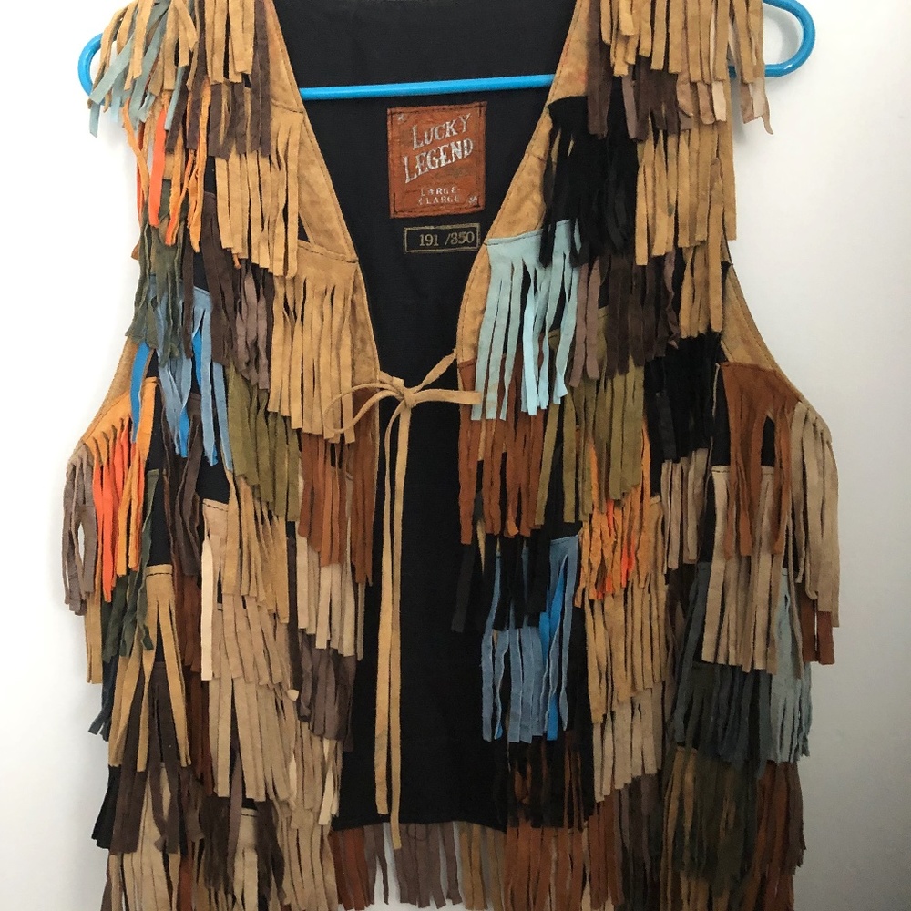 Lucky Brand RARE limited suede fringe vest large